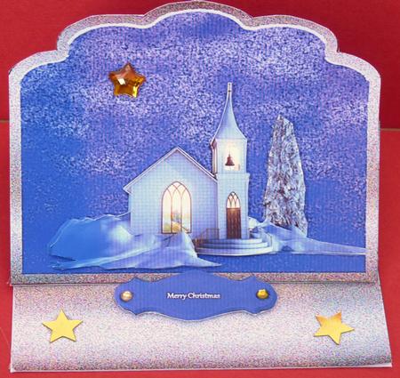 Church Service on the Eve of Christmas Easel Card by Ann Ramsell