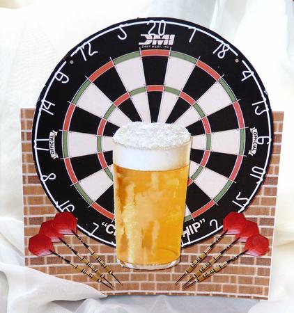 Beer & Darts Over the Edge Card by Ann Ramsell