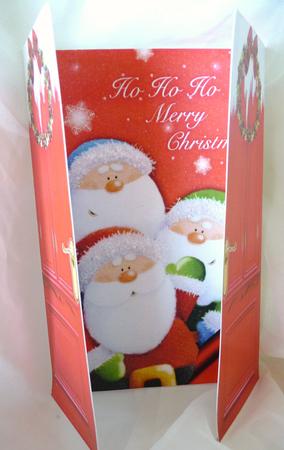 3 Happy Santas, Ho! Ho! Ho! Gatefold by Ann Ramsell