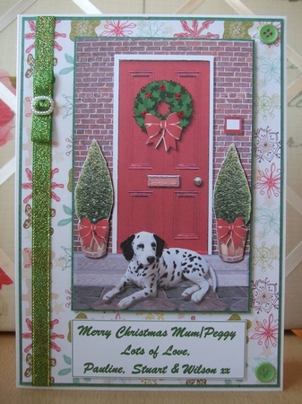 Christmas Door with Dalmatian Dog by Ann-Marie Lawson