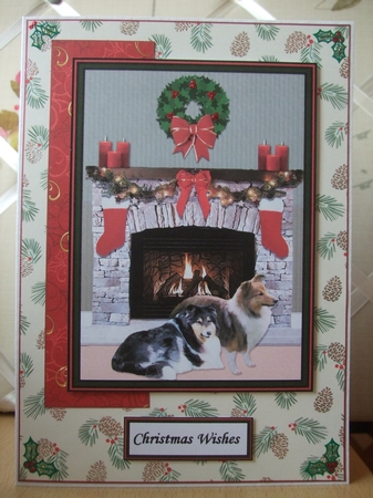 Shelties Christmas Door Step Scene by Ann-Marie Lawson