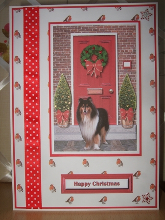 Collie Christamas Door Step Scene 3D Decouapge by Ann-Marie Lawson