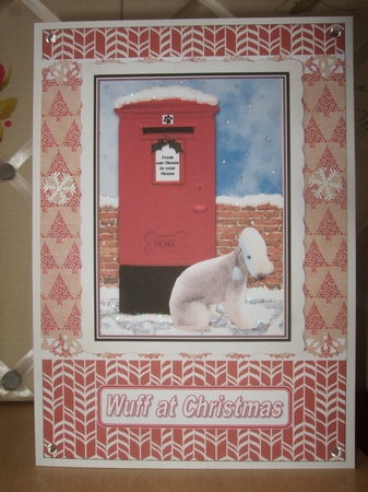 Bedlington Terrier Christmas Post Box Scene Decoupage by Ann-Marie Lawson