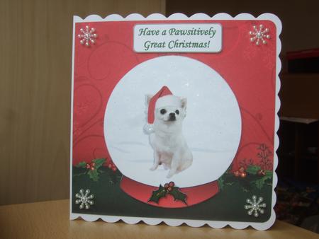 Chihuahua Christmas Snow Globe Decoupage& Background by Ann-Marie Lawson