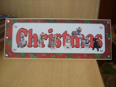 Schnauzer & Hats Christmas Name Sign by Ann-Marie Lawson