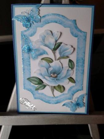 Blue Magnolias and Buterflies by Ann-Marie Mathiesen