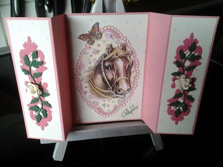 Vintage Brown Horse with Flowers & Bow by Ann-Marie Mathiesen