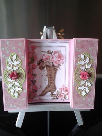Vintage Brown Boot with Roses A4 by Ann-Marie Mathiesen