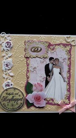 Pink Rose Wedding with Decoupage and Insert Panel by Ann-Marie Mathiesen