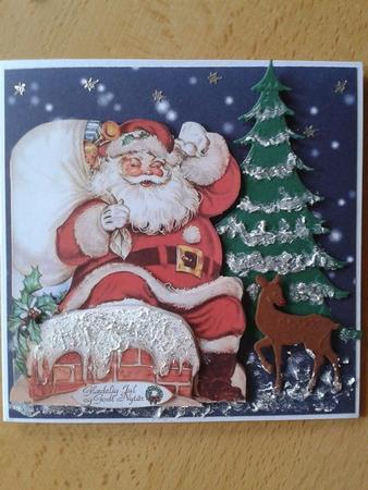 Shaped Card Front Santa Decoupage by Ann-Marie Mathiesen
