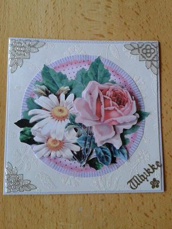 Vintage Rose & Daisies, Decoupage for Circle or Wobble Card by Ann-Marie Mathiesen