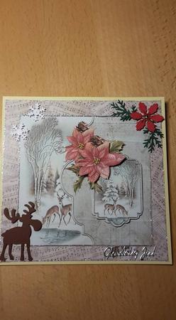 Reindeer at the Water Hole 7x7 Card by Ann-Marie Mathiesen