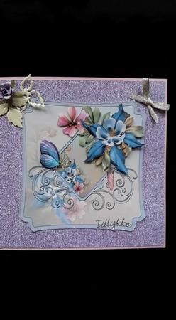 Butterfly and Flowers 7x7 Card with Decoupage by Ann-Marie Mathiesen