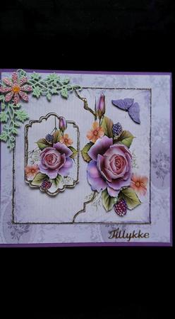 English Roses 7x7 Card with Decoupage by Ann-Marie Mathiesen