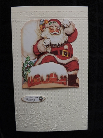 Shaped Card Front Santa Decoupage by Ann McKenzie