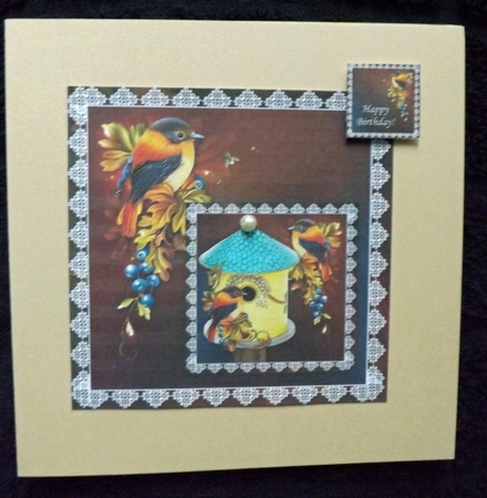 8 x 8 Autumn Glory Bird House Card Topper + Ass. Greetings by Ann McKenzie