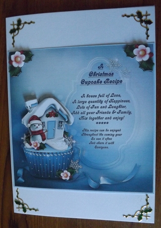 A Christmas Cupcake Recipe (2) 8" x 8" Card Topper by Ann McKenzie