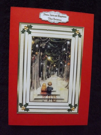 Christmas Lights Pyramid Card Front by Ann McKenzie
