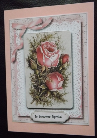 Beautiful Vintage Roses on Butterfly Lace  by Ann McKenzie