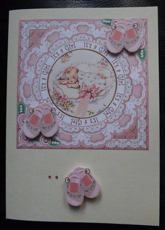 Baby Girl Its a Girl 7in Doily Decoupage Topper by Ann McKenzie