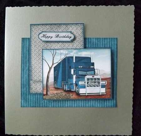 Blue Big Rig Semi Truck Lorry Cards for Men Quick Card Birthday Male by Ann McKenzie