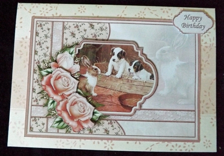 Hello Bunny & Puppies Card Topper & Decoupage by Ann McKenzie