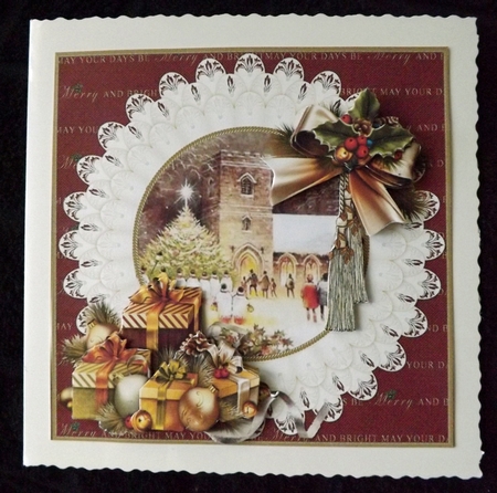 8x8 Vintage Christmas Church with Gifts Mini Kit by Ann McKenzie