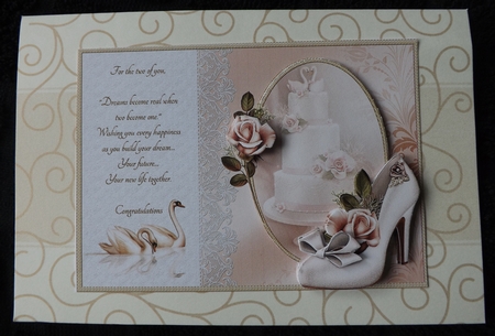 Wedding Shoe with Swans and Roses by Ann McKenzie