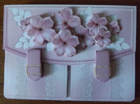 Satchel Handbag Tent Card Mini-kit - Pink Satin & Lace by Ann McKenzie