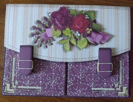 Satchel Handbag Tent Card Mini-kit - Raspberry Roses by Ann McKenzie