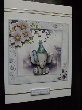 Elephant Party Time Card with Decoupage by Ann McKenzie