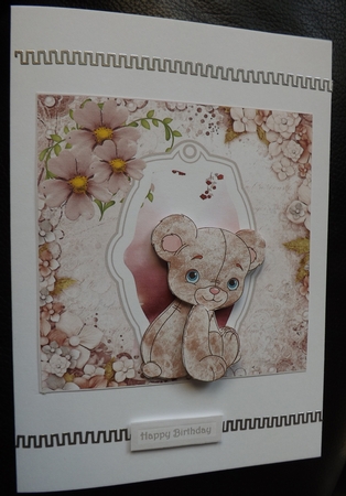 Baby Bear Card with Decoupage and Sentiment Tags by Ann McKenzie