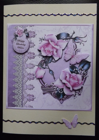 Roses with Ornate Border Card Front by Ann McKenzie
