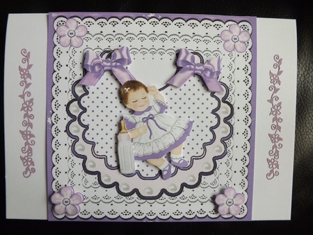 Cute Little Baby Girl on Bib & Purple Bows 8x8 Mini Kit by Ann McKenzie
