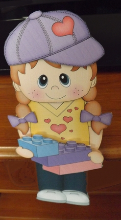 3D on the Shelf Card Kit - Little Building Blocks Girl Babs by Ann McKenzie