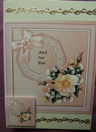Vintage Peach Roses on a Lace Doily Matching 8inx8in Insert by Ann McKenzie
