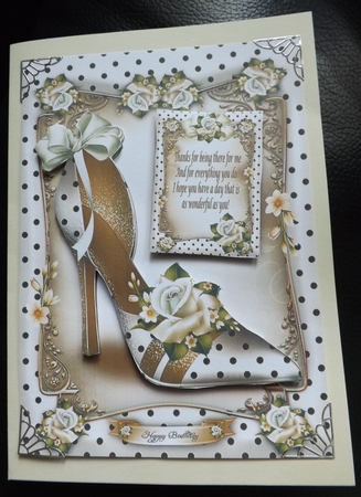 White Polka Dot Shoes with Roses Card Mini Kit by Ann McKenzie