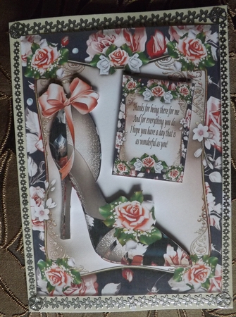 Peach Black Shoes with Roses Card Mini Kit by Ann McKenzie