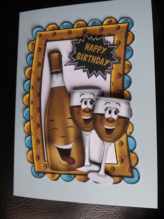 Gold Toony Wine & Glasses in Funky Foam Frame by Ann McKenzie