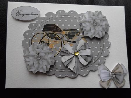 Congratulations Best Wishes Carriage and Flowers by Ann McKenzie