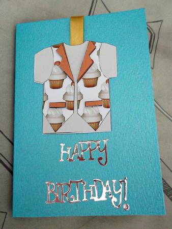 Orange Cupcakes Waistcoat Shaped Card by Ann McKenzie
