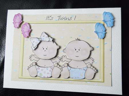 Baby Boy & Baby Girl Twins in Gold Frame by Ann McKenzie