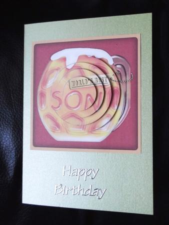 Mine's a Pint Worlds Best Son Circle Pyramage Topper by Ann McKenzie