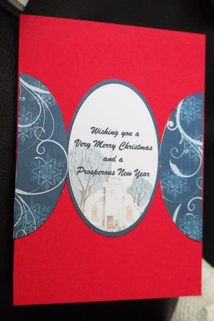 Christmas Snow Church Round Gatefold Card & Topper by Ann McKenzie