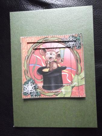 Happy Mouse Snow Spiral Edge Stacker Card Front by Ann McKenzie