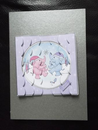 Baby Xmas Elephants Scallop Edge Side Stacker by Ann McKenzie