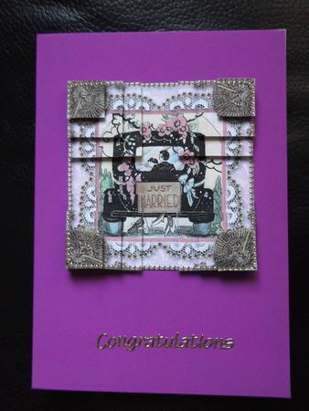 Just Married Car All 4 Corner Stacker Card Front by Ann McKenzie