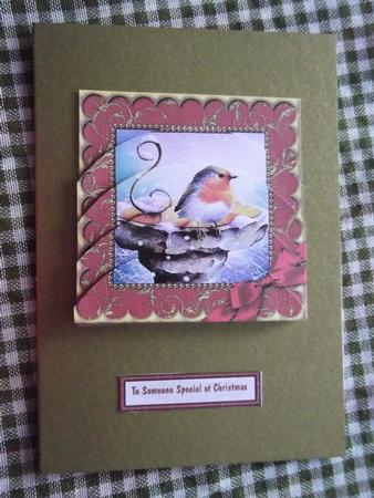 Christmas Red Robin 5inch Round Bottom Stacker by Ann McKenzie