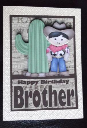 Happy Birthday Brother Cowboy Card by Ann McKenzie