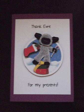 Thank You Quick Card with Cute Lamb Christmas by Ann McKenzie
